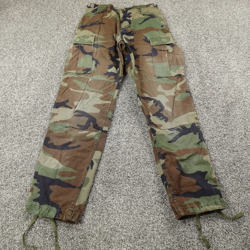 Military Pants Mens S Woodland Camo Combat Trouser Cargo Paratrooper Double Knee